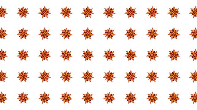 Repeating pattern of orange floral or star shapes. Perfect for fabric design, wallpaper, gift wrap, or summerthemed projects. Vibrant and playful.