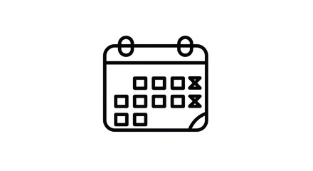 Calendar icon illustration for scheduling, appointments, and reminders in black and white.