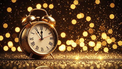Time to Celebrate: New Year's Eve Clock and Festive Gold Backdrop