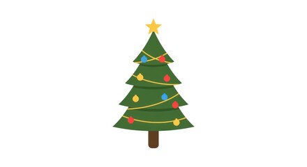 Obraz premium Festive Christmas Tree Illustration with Ornaments and Star Topper.