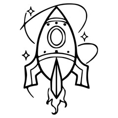 cute cartoon rocket launch vector icon
