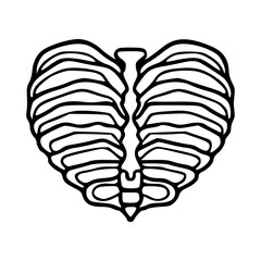 rib cage heart shape outline icon