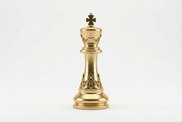 Golden Chess King Piece Standing for Leadership and Strategy