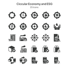 icons collection about circular economy and esg