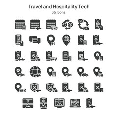 icons collection about travel and hospitality tech