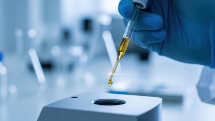 Laboratory pipette dispensing liquid into well plate