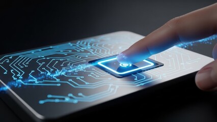 Finger pressing button on circuit board