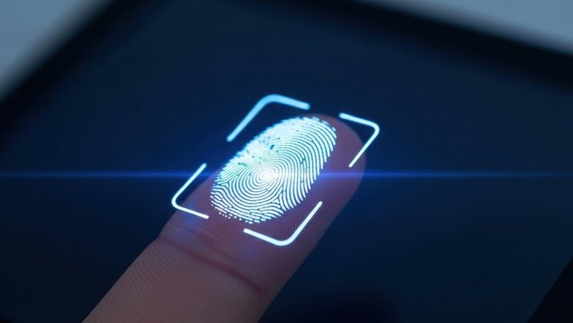 Fingerprint scan on digital screen