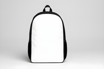 Obraz premium Minimalist White and Black Backpack with Customizable Front Panel