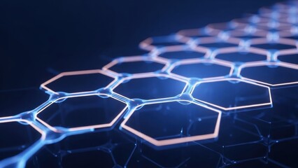 Obraz premium Hexagonal network structure glowing blue