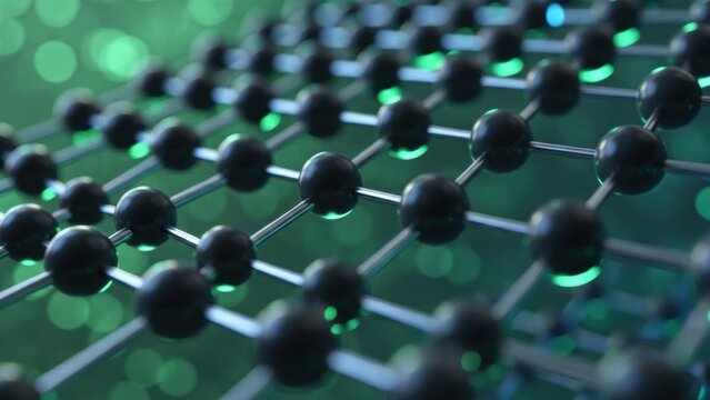 Carbon atomic structure with green background