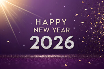 Obraz premium Happy New Year 2026 Purple Glow Decorative Background 