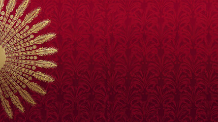 privilege. An intricate gold-embossed heraldic crest on a deep crimson background. event programs, museum guides, designed for cultural heritage projects and event programs.
