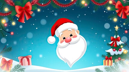 Elegant Graceful Santa Claus Cartoon With Festive Christmas Background