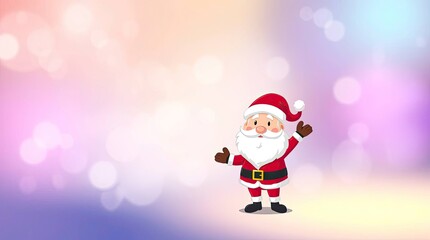 Elegant Santa Claus Cartoon with Christmas Theme, Smooth Gradient and Creative Light Art