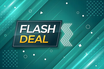 Flash Deal Banner with Modern Green Abstract Background
