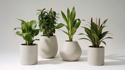 Fototapeta premium Potted plants in white containers