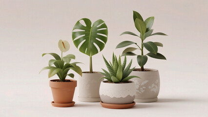 Obraz premium Potted plants on a plain background