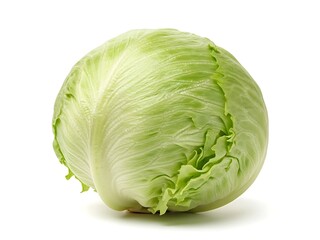 Fototapeta premium Fresh crisp iceberg lettuce head isolated on white background