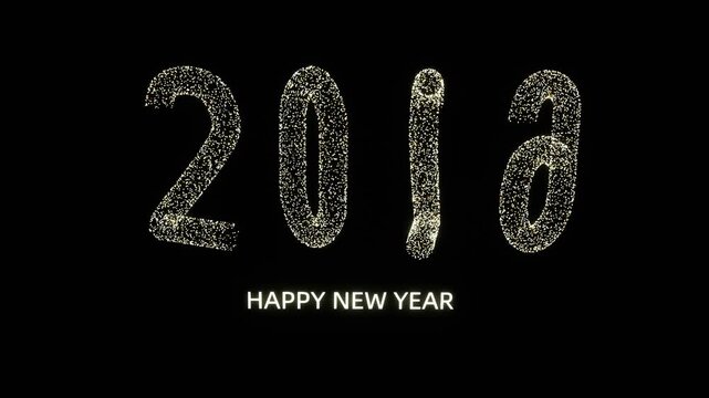 The year "2026" composed of countless tiny, sparkling icospheres elegantly rotates with each digit animated individually.