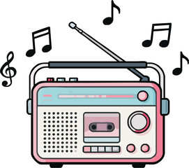 Groovy Retro Radio Tunes: A Nostalgic Pink Boombox with Musical Vibes, Perfect for Vintage Aesthetics and Music Lovers Seeking Classic Audio Entertainment
