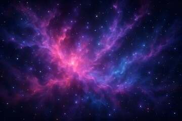 Stunning Cosmic Nebula Background Vibrant Purple, Pink, and Blue Space with Stars, Galaxy and Universe  Digital Art.