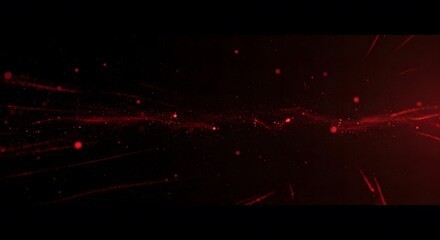 Stunning red particle streams dance across a dark background, perfect for modern presentations or cinematic visuals with a dramatic and elegant feeling
