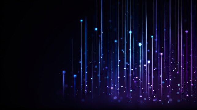 Abstract Digital Light Trails with Blue and Purple Gradient against Dark Background - Powered by Adobe