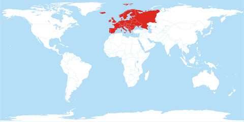 World Map Continent Europe Region Highlighted