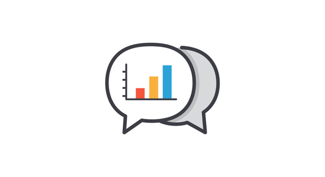 analyzing market trends in online discussions a bar chart inside speech bubbles conveying data-driven insights for better business decisions