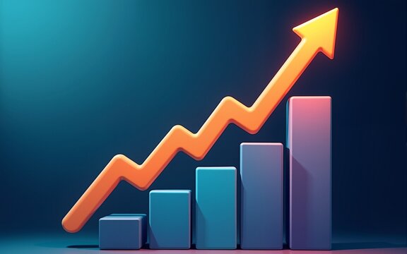 2024 Business growth, boost up business or success concept. Business growth, investment profit increase, growing sales and revenue, progress or development concept, arrow graph future growth plan
