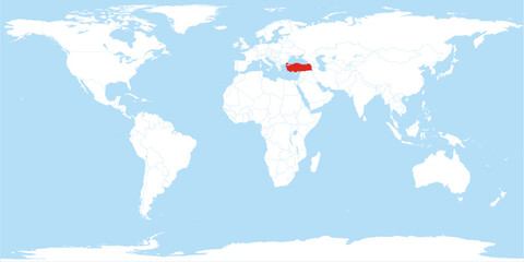 World Map Country Turkey Highlighted Atlas