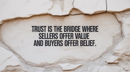 Inspiring business quote about trust and value, perfect for marketing materials or social media posts to build confidence and connection with customers