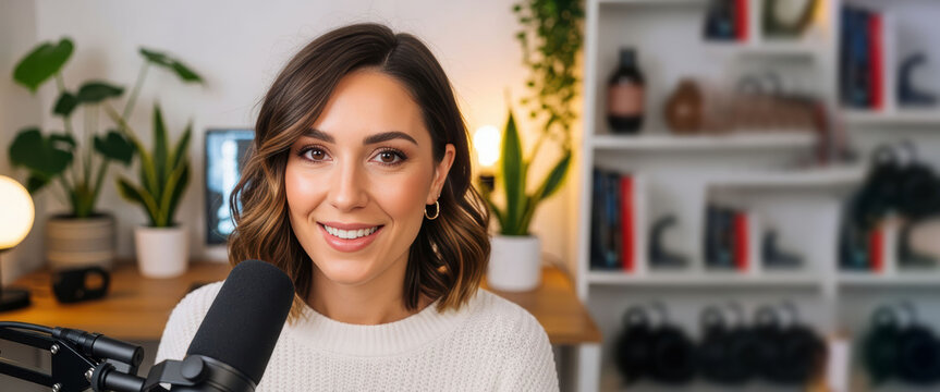 Young female influencer recording a video for social media Creating Content, Woman Content Creaton, influencer