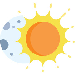 Stylized Representation of Sun and Moon Icons with Transparent Background on White