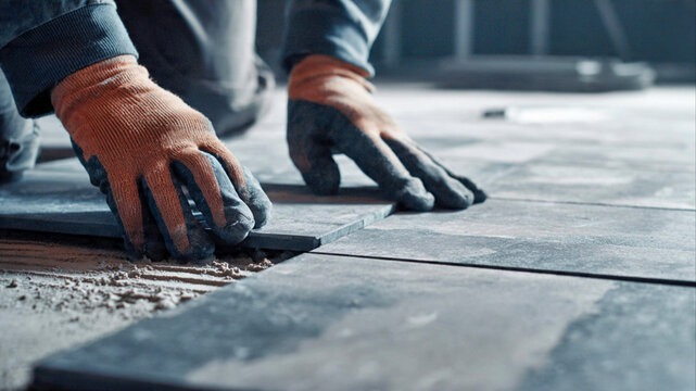 Installing modern floor tiles with precision and expertise