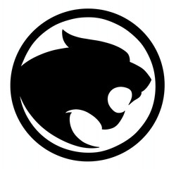 Fototapeta premium A bold black silhouette of a panther head inside a circle, conveying strength and a fierce, modern style.