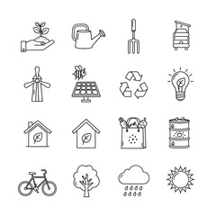Naklejka premium Vibrant collection of eco friendly icons representing sustainability growth renewable energy and healthy living concepts