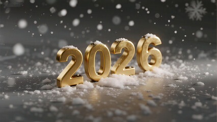 Golden numbers 2026 with snow