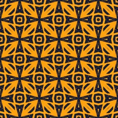 Seamless geometric pattern design with blue ornamental vintage tile texture for wallpaper and textile backdrop