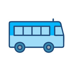 Simple cartoon blue bus on black background illustration