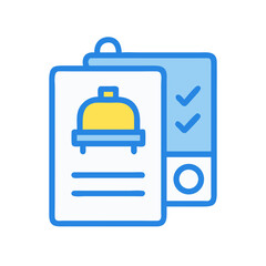 Hotel service checklist and menu requests on clipboard icon