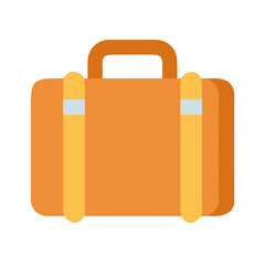 Minimalist orange suitcase graphic against black background for travel