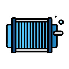 Stylized Blue Metal Filter on Black Background Illustration