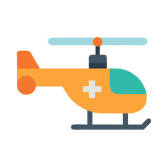 Flat design illustration of ambulance helicopter against black background
