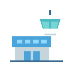 Flat design airport control tower on black background vector