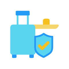 Protected travel insurance concept with suitcase and shield graphic