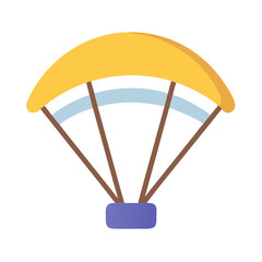 Simple flat parachute illustration against solid black background