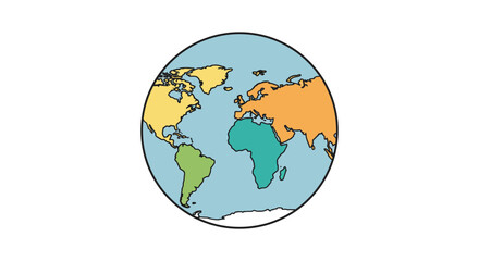 Fototapeta premium globe illustration showcasing continents ideal for educational materials and presentations about world geography climate change or travel destinations.