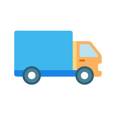 Fototapeta premium Flat design delivery truck icon on black background